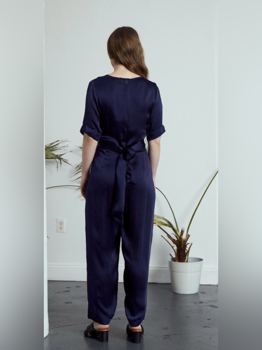 Rujuta Sheth Paris Silk Wrap Jumpsuit - Navy